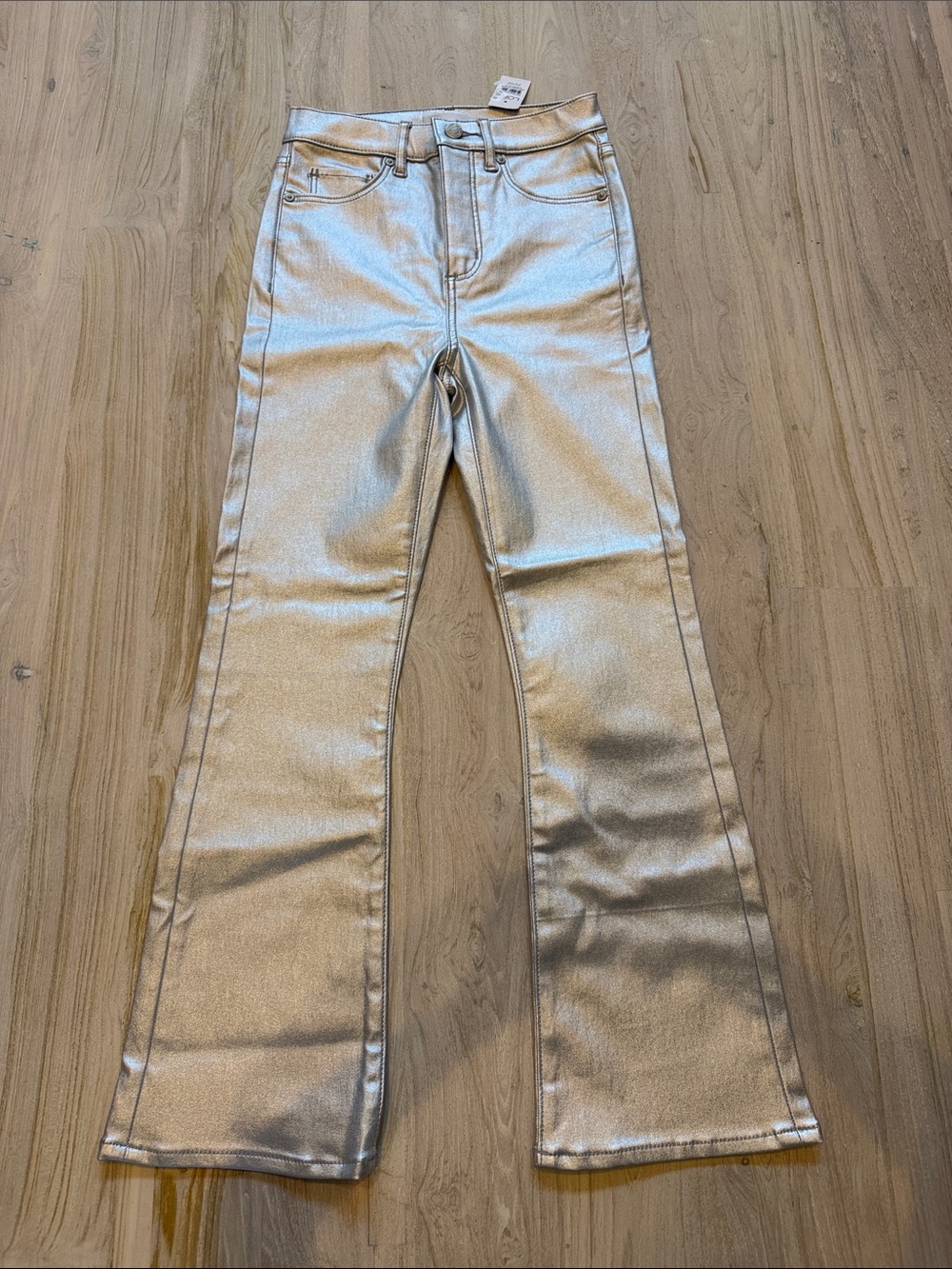 LOFT Metallic Silver Flare Jeans